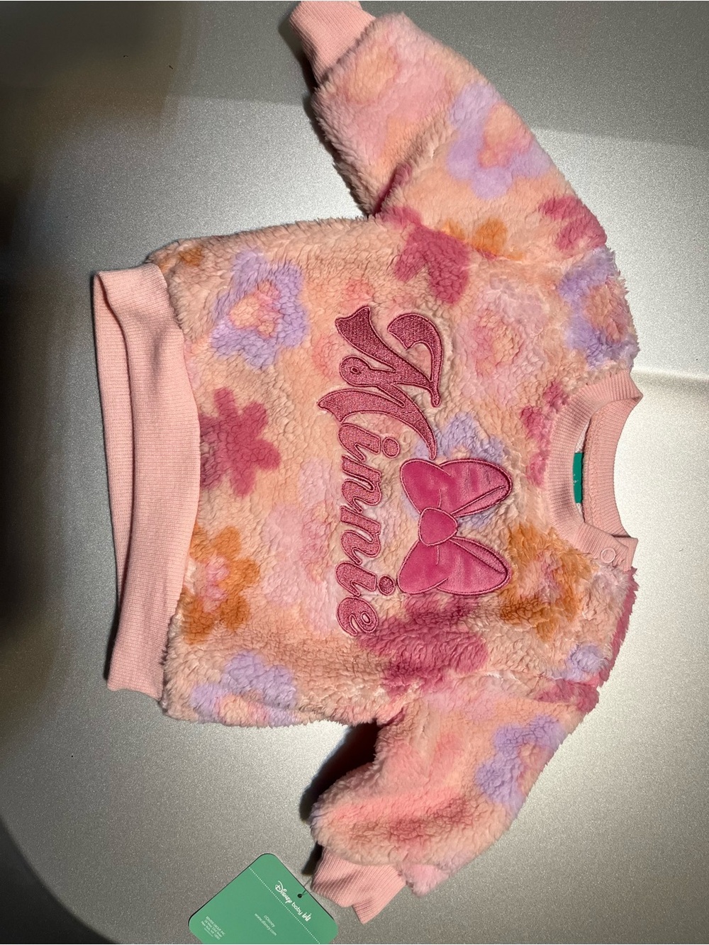 Disney Plush Floral Minnie Sweatshirt in Pink and Purple for Baby girl